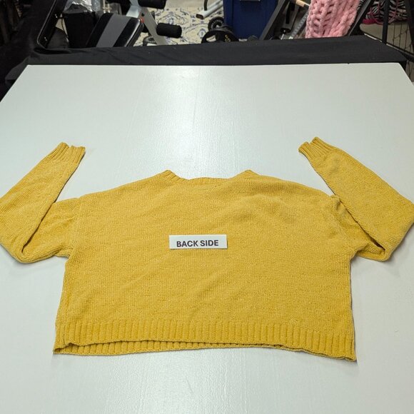 Social Scene Size Small Mustard Yellow Cropped Chenille Sweater - Picture 9 of 9